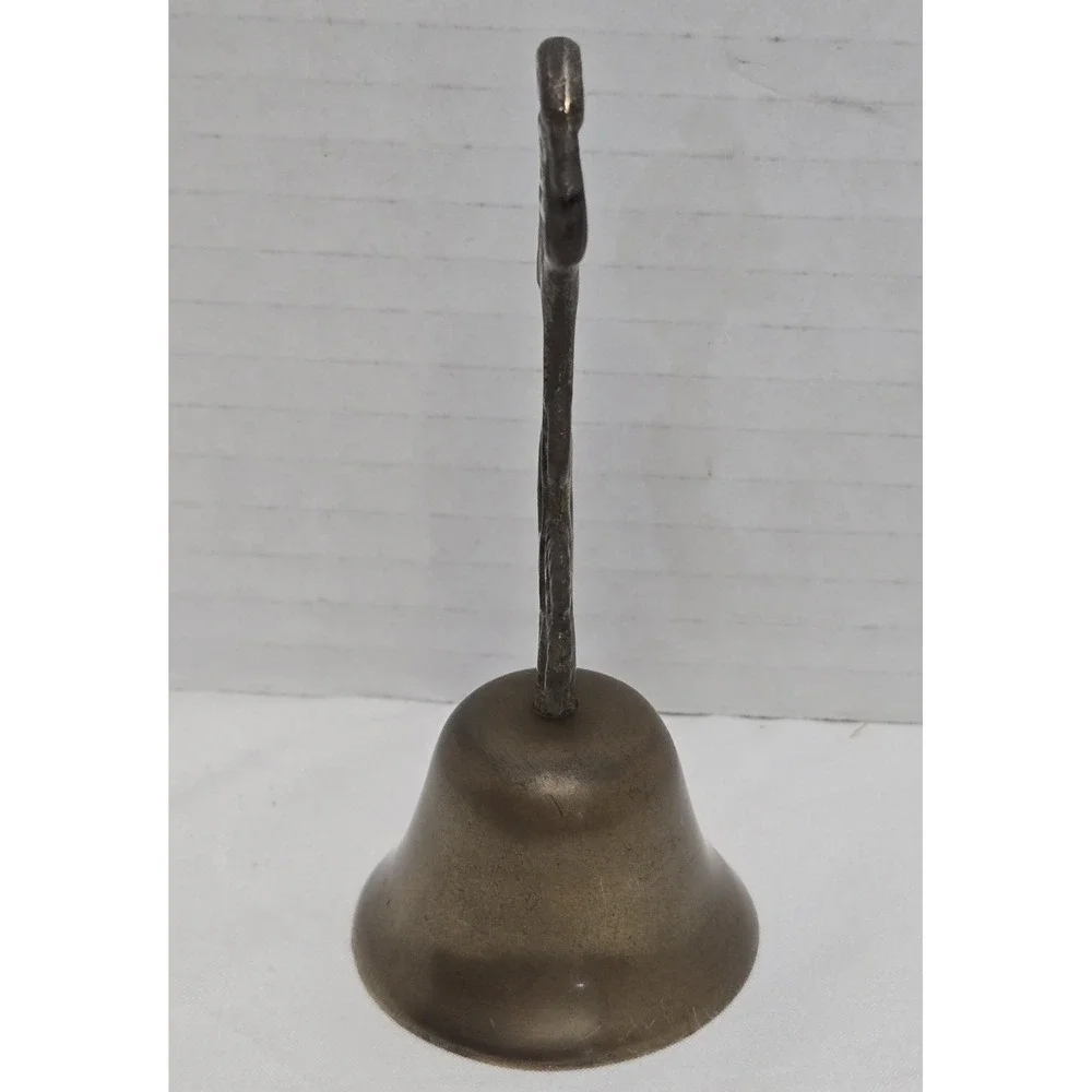 Vtg Solid Brass Stork Hand Bell 4